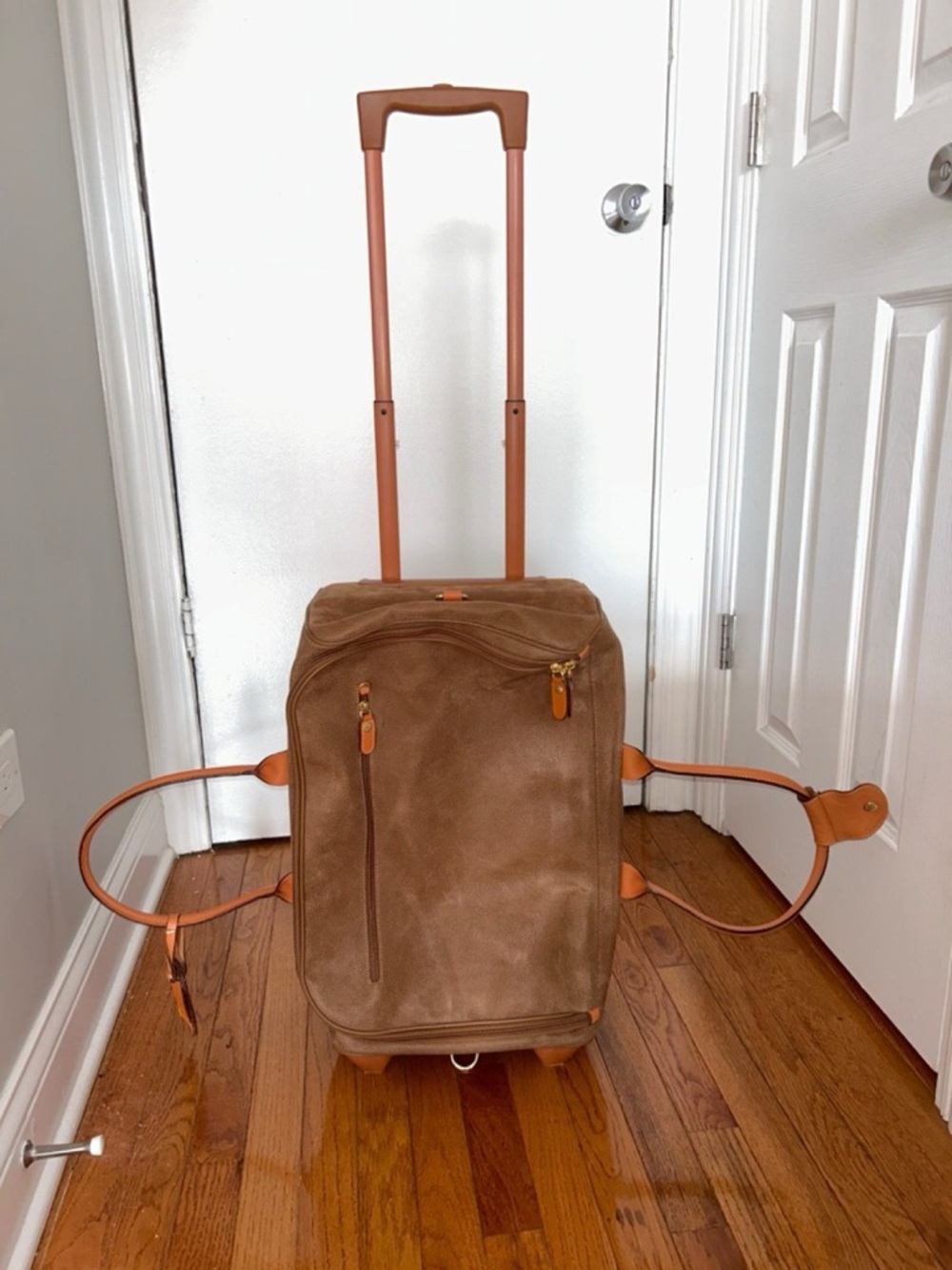 Bric's Brown Suede Rolling Carry-On